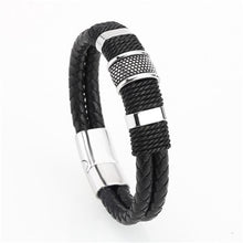 Load image into Gallery viewer, Mcllroy Genuine Leather Bracelet Men Homme Multi-layer Gold/Silver/Black Magnet Buckle Mens Bracelets 2019 Punk Jewelry Gifts