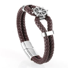 Load image into Gallery viewer, Mcllroy Genuine Leather Bracelet Men Homme Multi-layer Gold/Silver/Black Magnet Buckle Mens Bracelets 2019 Punk Jewelry Gifts