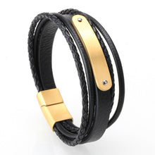 Load image into Gallery viewer, Mcllroy Genuine Leather Bracelet Men Homme Multi-layer Gold/Silver/Black Magnet Buckle Mens Bracelets 2019 Punk Jewelry Gifts