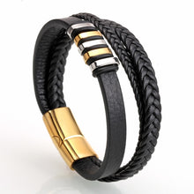 Load image into Gallery viewer, Mcllroy Genuine Leather Bracelet Men Homme Multi-layer Gold/Silver/Black Magnet Buckle Mens Bracelets 2019 Punk Jewelry Gifts