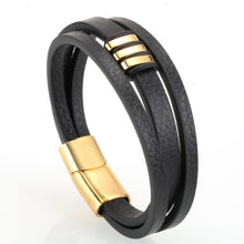 Load image into Gallery viewer, Mcllroy Genuine Leather Bracelet Men Homme Multi-layer Gold/Silver/Black Magnet Buckle Mens Bracelets 2019 Punk Jewelry Gifts