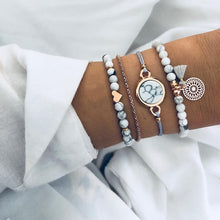Load image into Gallery viewer, Crazy Feng 2018 Bohemian Marble Stone Beads Bracelet Set For Women Natural Stone Tassel Pendant Bangles Bracelet Femme Jewelry