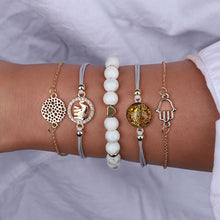 Load image into Gallery viewer, Crazy Feng 2018 Bohemian Marble Stone Beads Bracelet Set For Women Natural Stone Tassel Pendant Bangles Bracelet Femme Jewelry